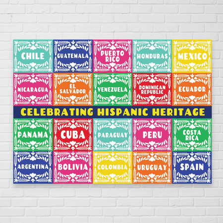 Hispanic Heritage Poster on White Brick Wall