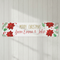 Holly & Poinsettia Christmas Banner on Off-White Wood Background
