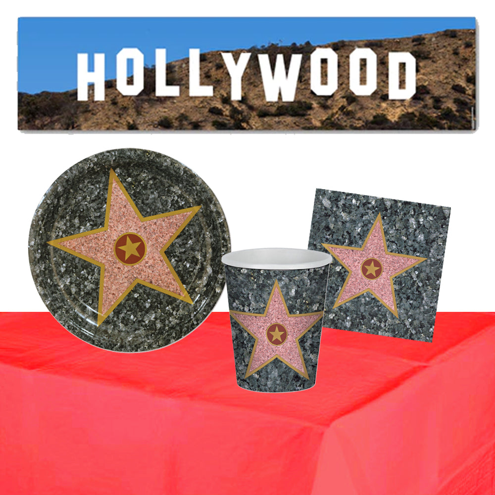 Hollywood Star Walk of Fame Tableware Pack For 8 People - With FREE Banner!