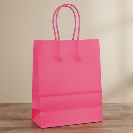 Bright Pink Paper Party Bags - 22cm - Each
