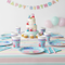 Peppa Pig Made with Love paper cups styled on a pastel party table