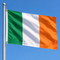 Irish flag attached to a flagpole through visible eyelets, close-up in square format