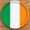 Irish tricolour plate close-up from above on a wood table, in square format
