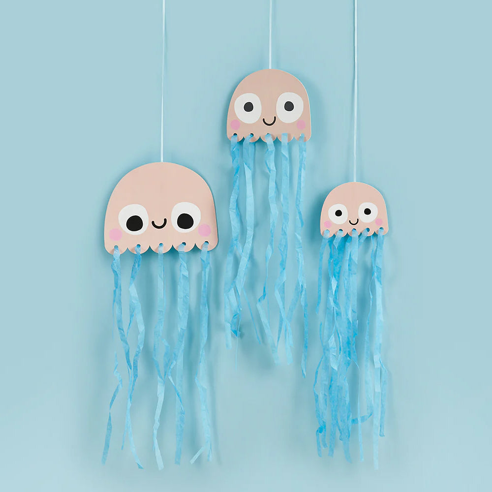 Hanging Jellyfish with Tissue Tassels - Pack of 3