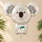 Koala helium balloon with curled silver ribbon