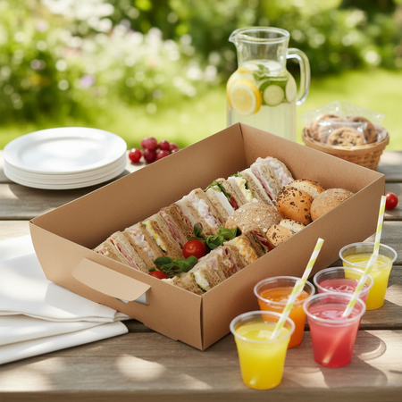 Kraft Platter Box Grounded on Outdoor Table
