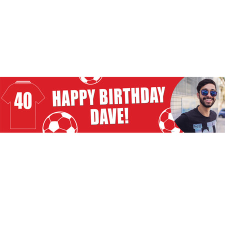 Red Football Fan Photo Personalised Banner - 1.2m
