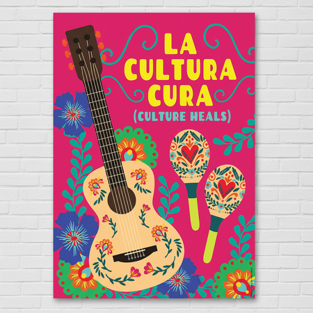 La Cultura Cura Poster on White Brick Wall