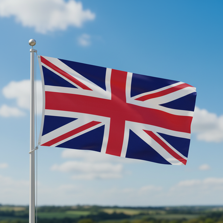 Large Union Jack Flag on Flagpole Outdoor