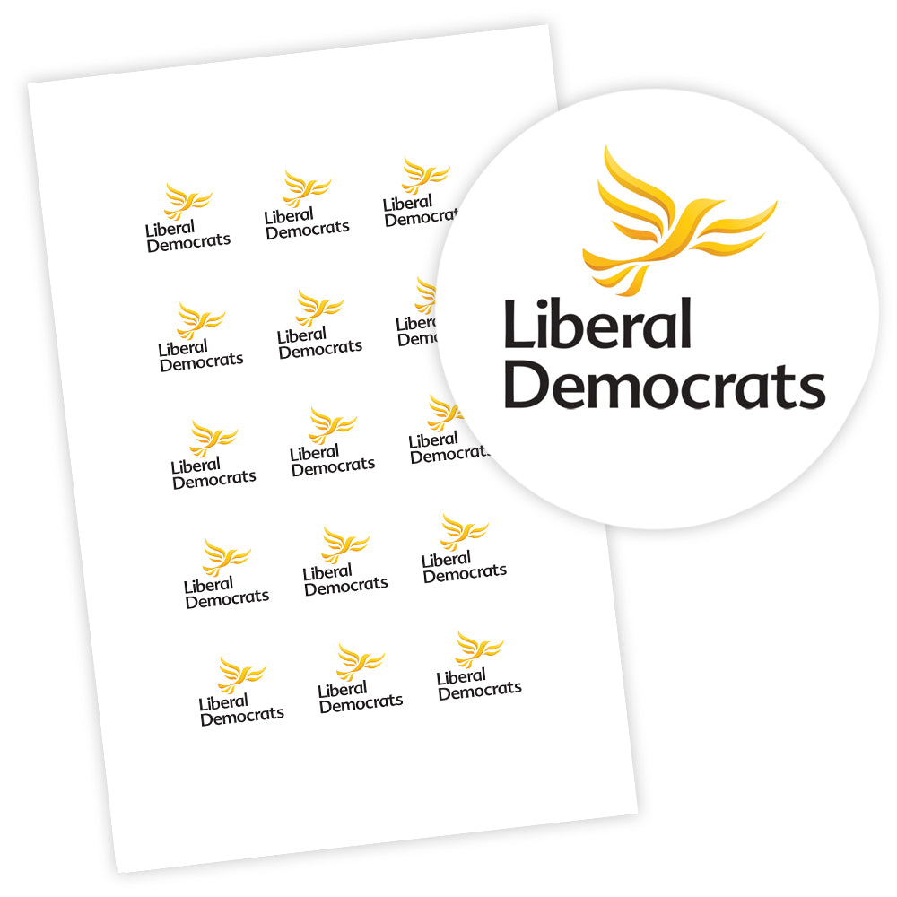 Liberal Democrats Stickers - 58mm - Sheet of 15