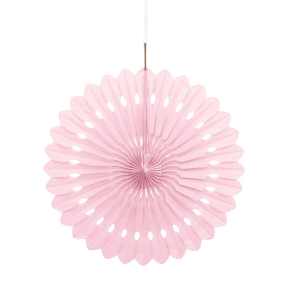 Pale Pink Hanging Paper Fan Decoration - 40.6cm