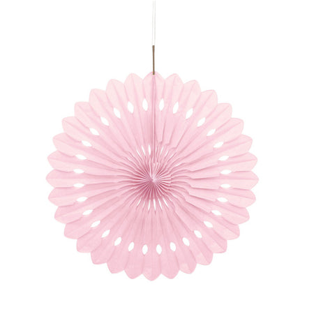 Pale Pink Hanging Paper Fan Decoration - 40.6cm
