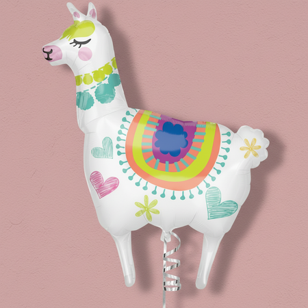 Llama Balloon Pink Textured Wall