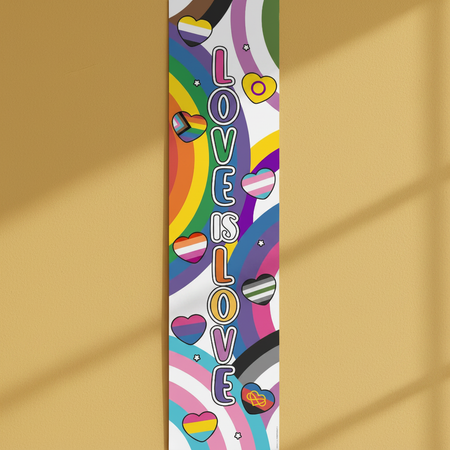 Love Is Love Portrait Banner on Warm Yellow Wall