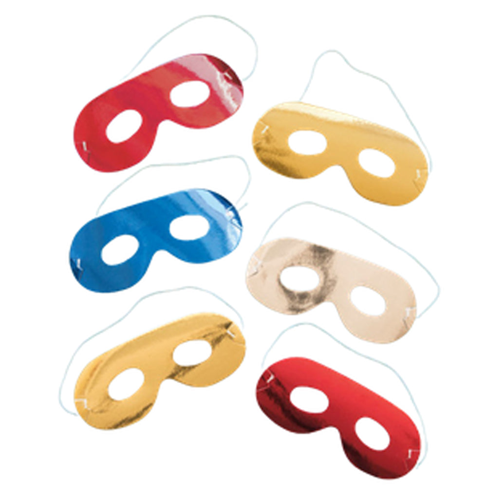 Metallic Foil Eye Masks - Assorted Colours - Pack of 8