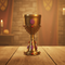 Medieval Goblet Chalice on Table with Lighter Background