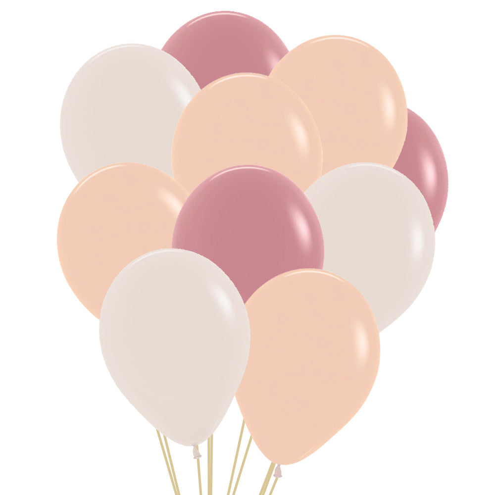 Dusky Pink, Peach and White Sand Mix Latex Balloons - Pack of 30