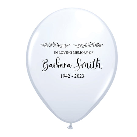 In Loving Memory Personalised White Latex Balloons - 10