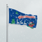 Merry Christmas Flag Flying from Flagpole Snowy Sky