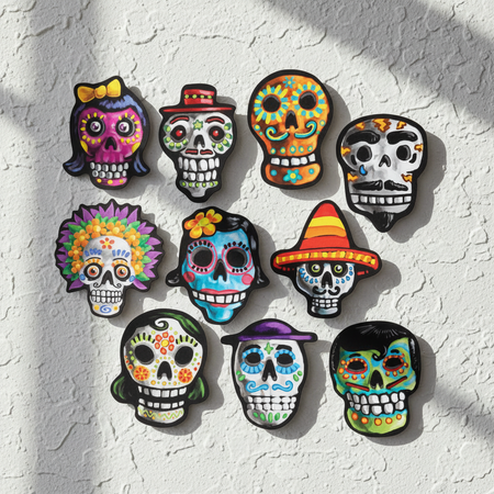 Mini Day of the Dead Cutouts on Textured Wall