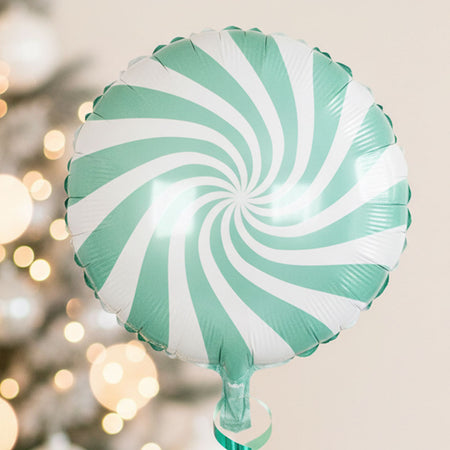 Mint Green Candy Swirl Foil Balloon - 14