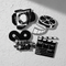 Movie Film Set Cutouts on White Textured Wall