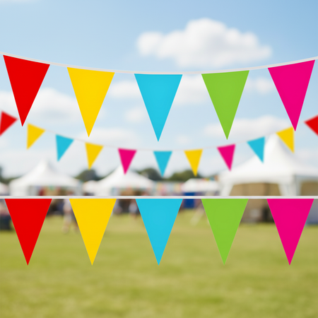 Multicoloured Triangle Bunting at Outdoor Festival