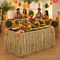 Natural Raffia Table Skirting in Tropical Party Setting