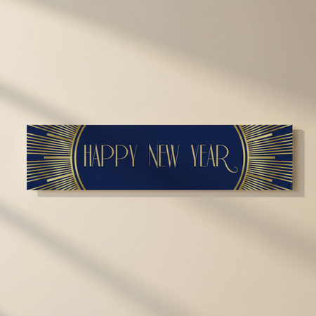 Navy and gold Happy New Year banner without sparkle overlays