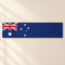 Navy Australian flag banner on a cream wall