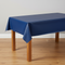 Navy Blue Tablecloth on Wood Table with Wood Floor