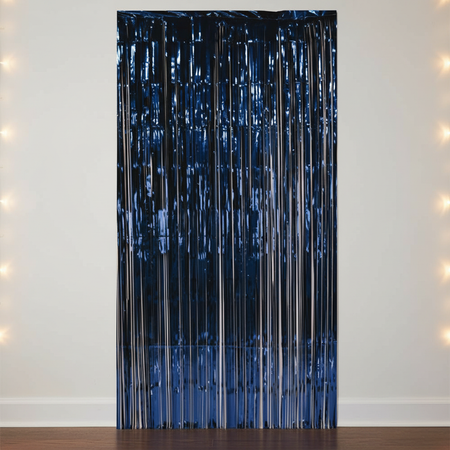 Navy Foil Curtain - Full Length Lifestyle Shot