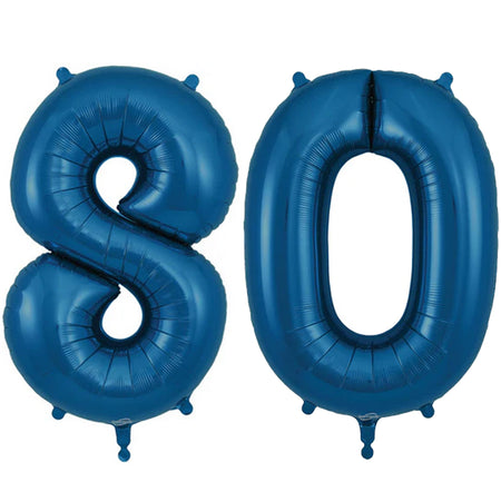 Number 80 Navy Blue Foil Balloons - 34