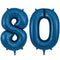 Number 80 Navy Blue Foil Balloons - 34