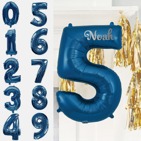 Personalised Inflated Single Number Navy Blue Giant 34