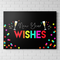 New Year Wishes poster on a white brick wall