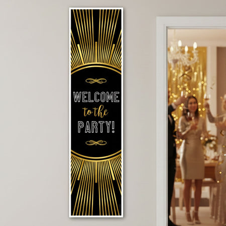 New Year's Eve Gold Welcome to the Party Portrait Wall & Door Banner Decoration - 1.2m
