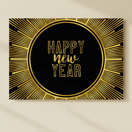 New Year's Eve Gold 'Happy New Year' Poster Decoration - A3