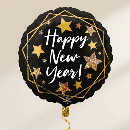 Happy New Year Gold Sparkle Foil Balloon - 18