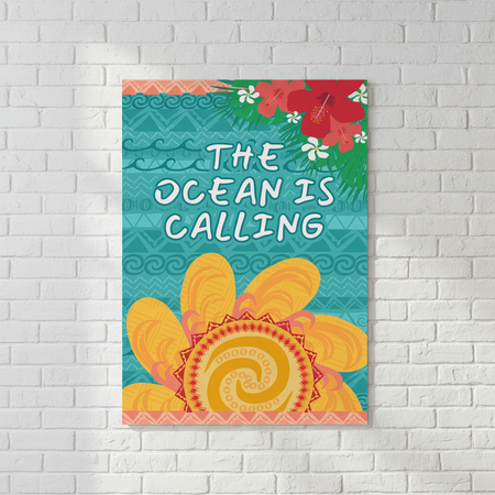 Ocean Is Calling Poster on White Brick Wall