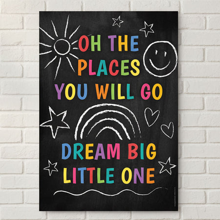 Oh the Places You'll Go Chalkboard Quote Poster - A3