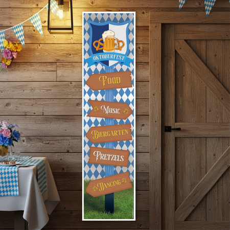 Oktoberfest Banner on Wooden Wall by Door