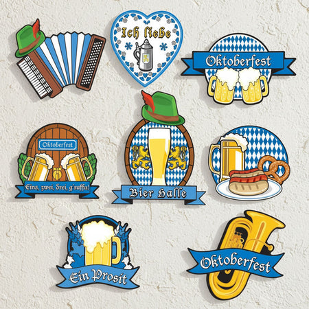 Oktoberfest Card Cutouts Decorations - Pack of 8
