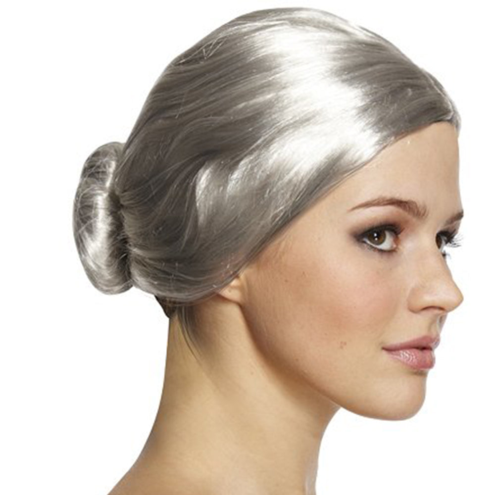 Grey Granny Wig With Bun