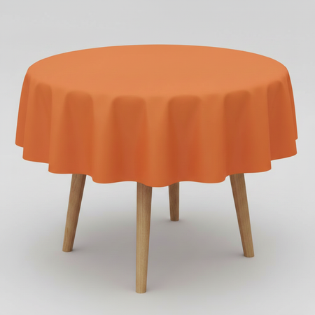 Orange Plastic Round Tablecloth on Table