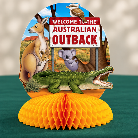 Outback centrepiece on a plain emerald-green table