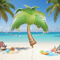 Palm Tree Foil Helium Balloon with Tropical Background