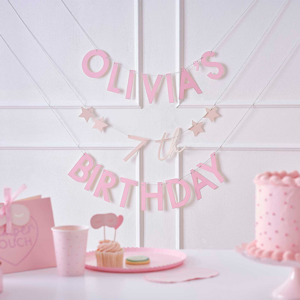 Personalised Pink Party Bunting - 2m