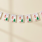 Paper bunting with translucent white thread visible across the top