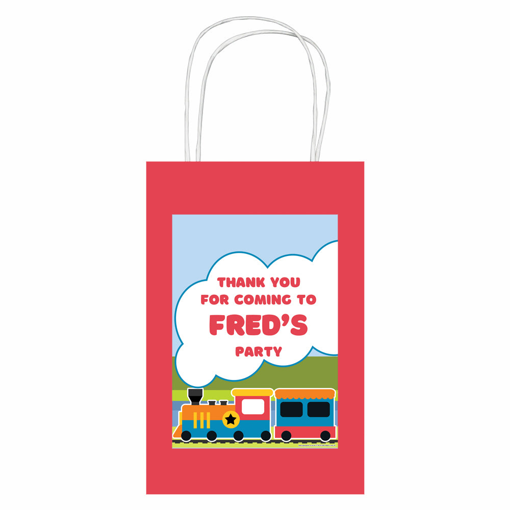 Personalised Trains Paper Party Bags - Pack of 12